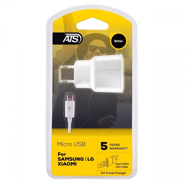 ATS 2A Dual USB Micro USB Travel Charger