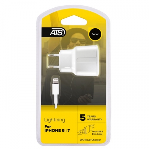 ATS 2A Dual USB Travel Charger for iPhone