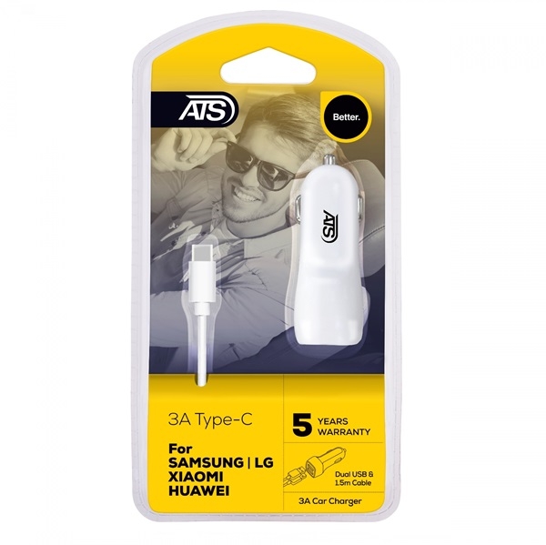 ATS 3A Dual USB Type-C Car Charger